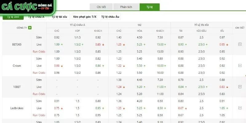 Bảng tỷ lệ kèo Palmeiras vs Junior mới nhất